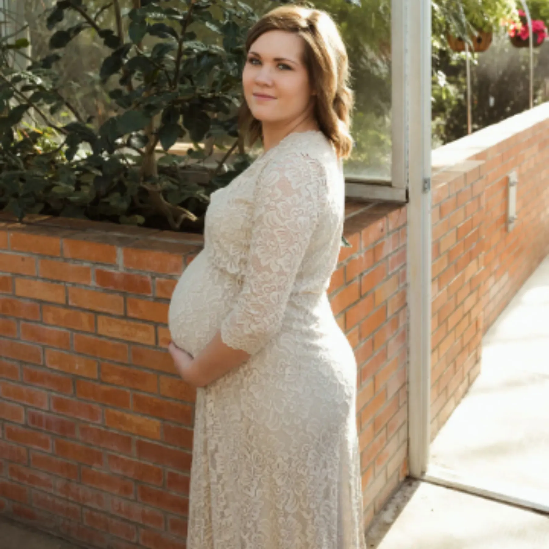 Wrap Lace maternity dress #1219