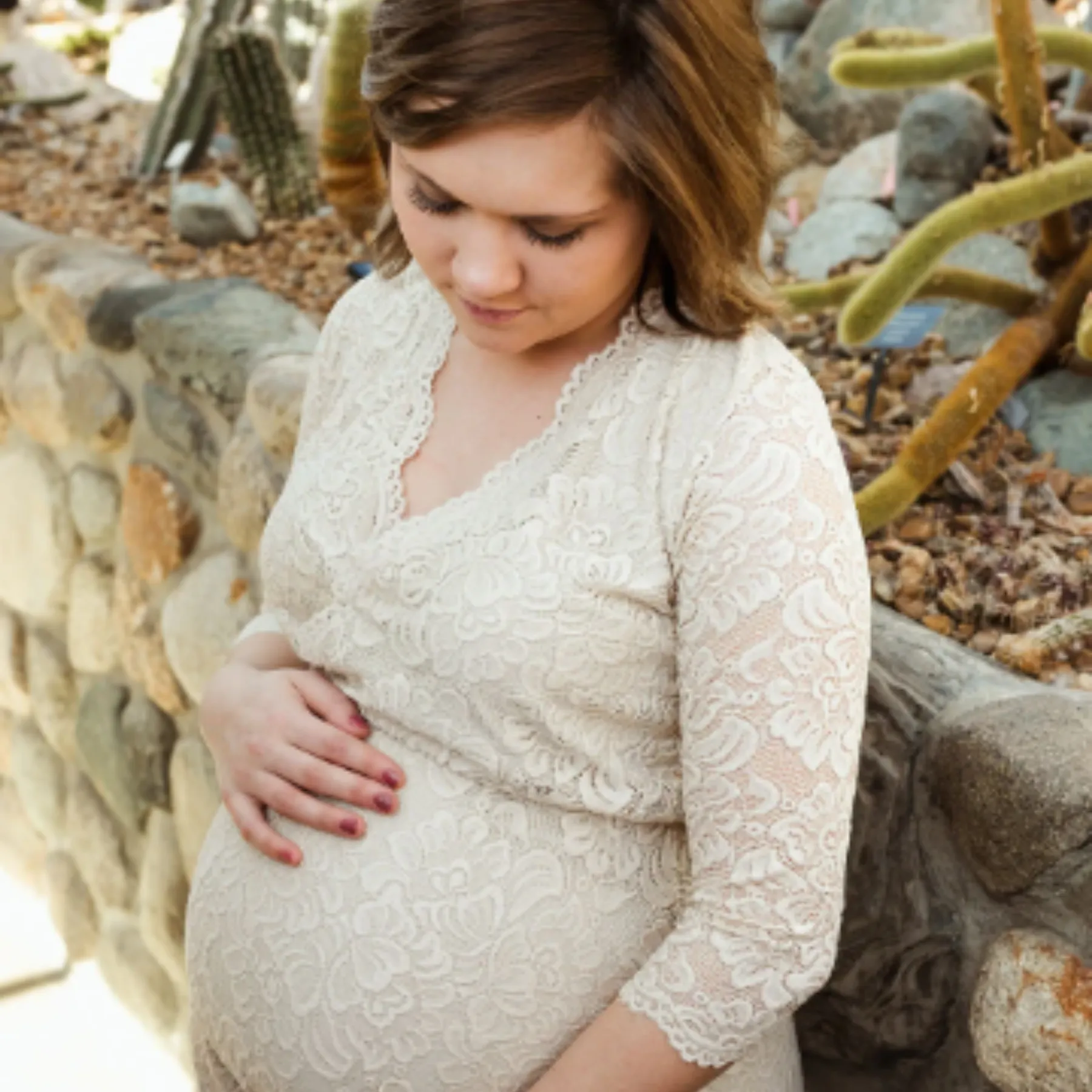 Wrap Lace maternity dress #1219
