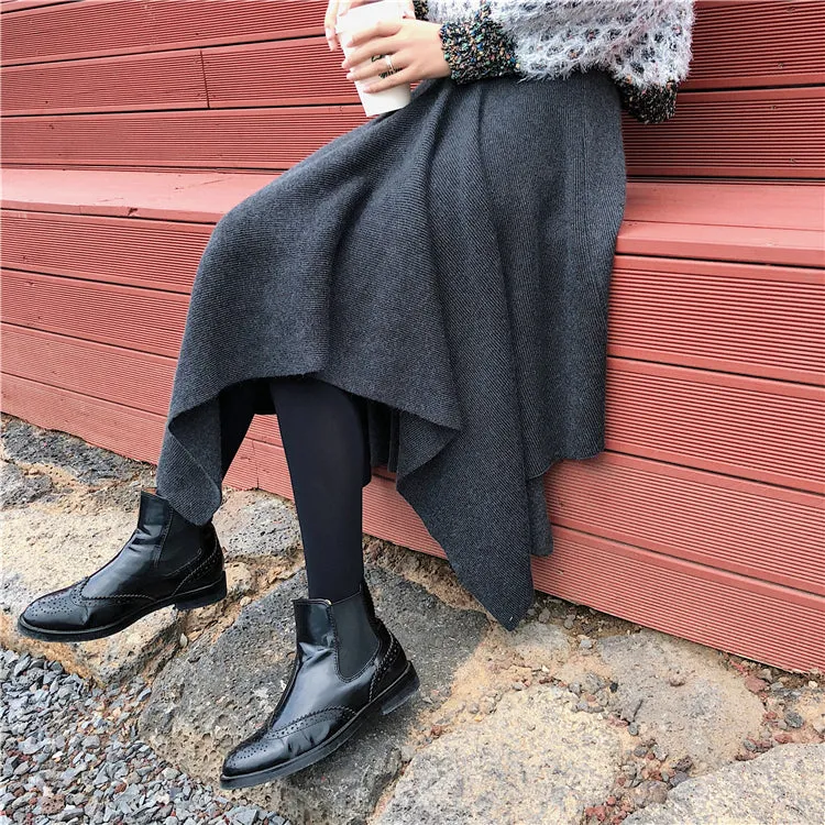 Y2K Asymmetric Knitted Midi Skirt