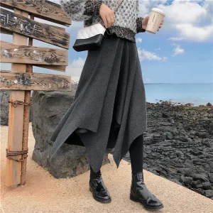 Y2K Asymmetric Knitted Midi Skirt