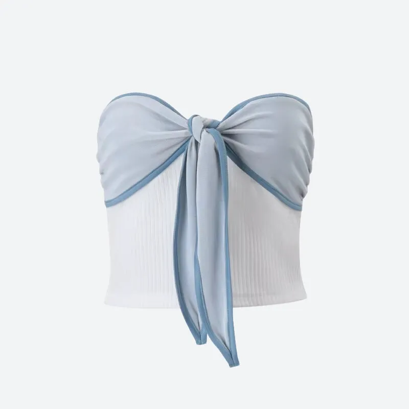 Y2K Tie Front Strapless Top
