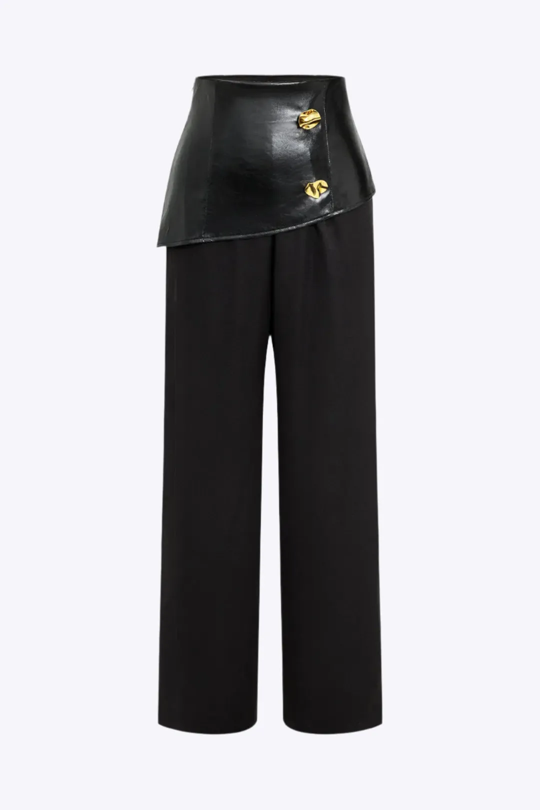 Yvette - Elegant Button Patchwork Woman's Trousers